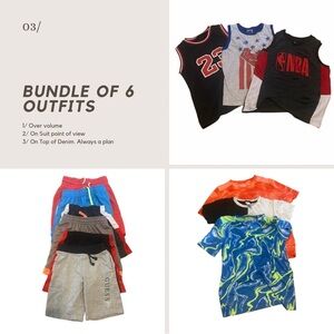 Kids Bundle (6) Shorts Sets/Outfits Mixed Brands Size 7/8